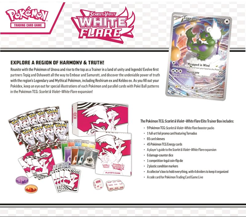 Pokemon TCG White Flare Elite trainer box reverso caja ingles mexico frikis prietos