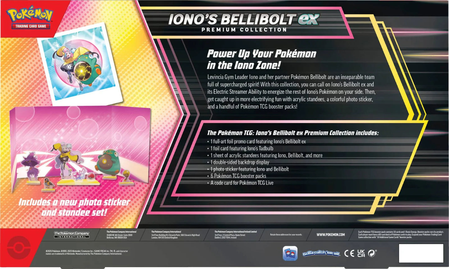 Pokemon Iono Bellibolt ex premium collection cointenido caja por atras frikis prietos mexico