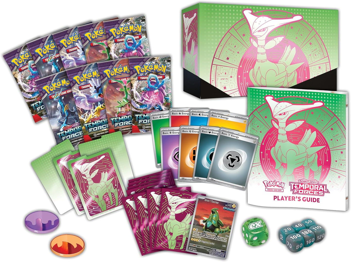 Scarlet & Violet - Temporal Forces Elite Trainer Box (Iron Leaves - Inglés) accesorios - Sindicato de Frikis Prietos